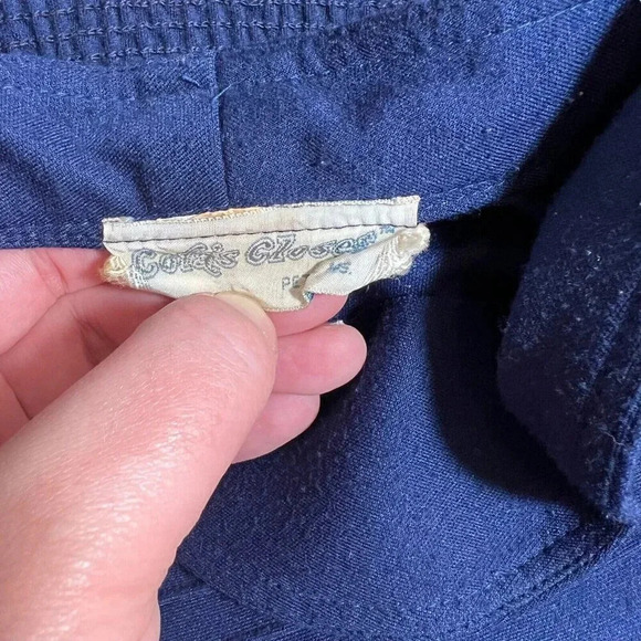 Cora's Closet Navy Blue Vintage Dress Cottagecore Unique Stitched Neckline Knit - Picture 7 of 7